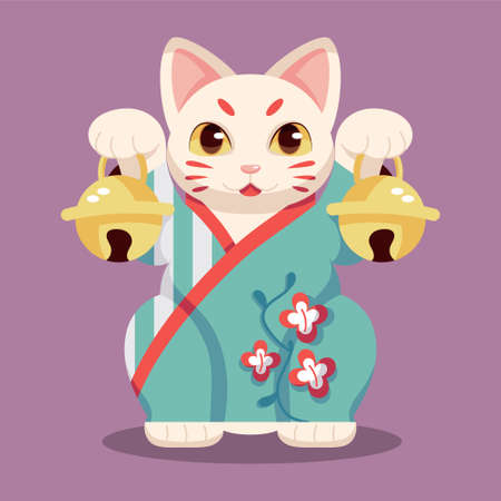 Isolated Japanese Maneki Neko Lucky catのイラスト素材