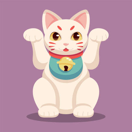 Isolated Japanese Maneki Neko Lucky catのイラスト素材