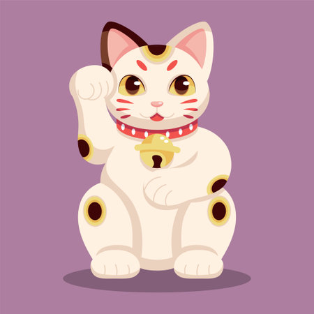 Isolated Japanese Maneki Neko Lucky catのイラスト素材