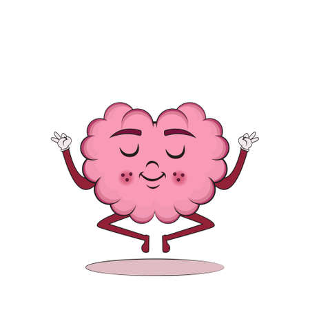 Isolated cartoon of a meditating brainのイラスト素材