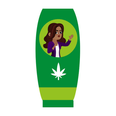 Isolated cannabis natural medicine cream bottle iconのイラスト素材