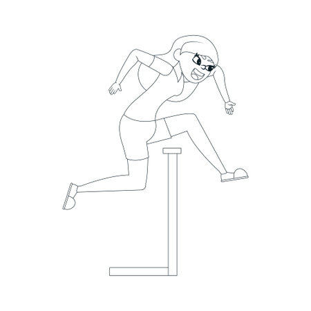 Isolated female athlete character practicing athleticのイラスト素材