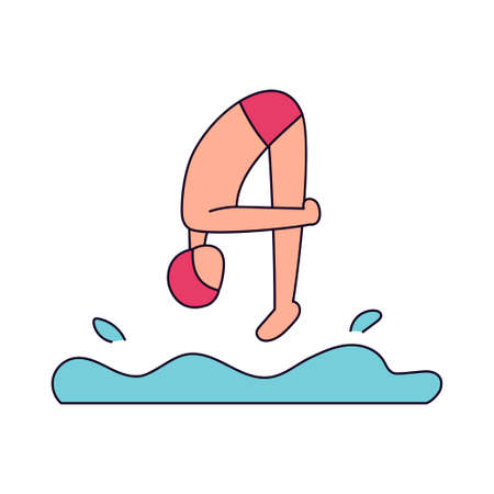 Isolated male athlete character icon swimmingのイラスト素材