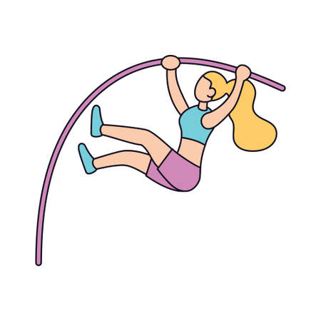 Isolated female athlete character icon practicing athleticのイラスト素材