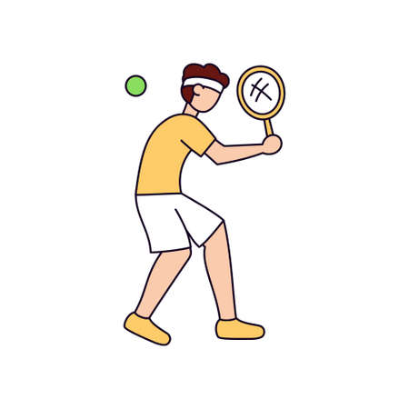 Isolated athlete character icon practicing tennisのイラスト素材