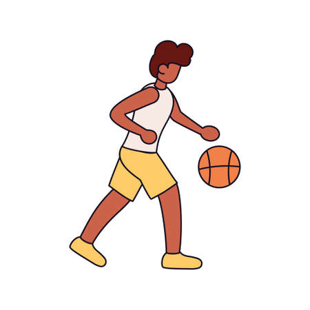 Isolated athlete character icon practicing basketballのイラスト素材