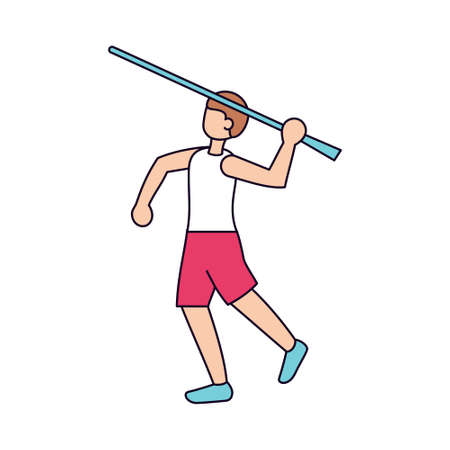 Isolated male character icon throwing a javelinのイラスト素材