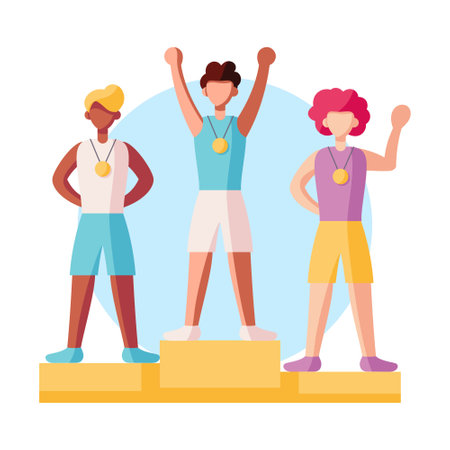Podium with athlete character iconのイラスト素材