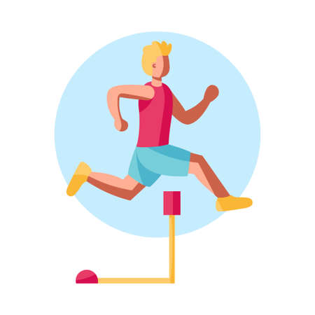 Isolated male athlete character practicing athleticのイラスト素材