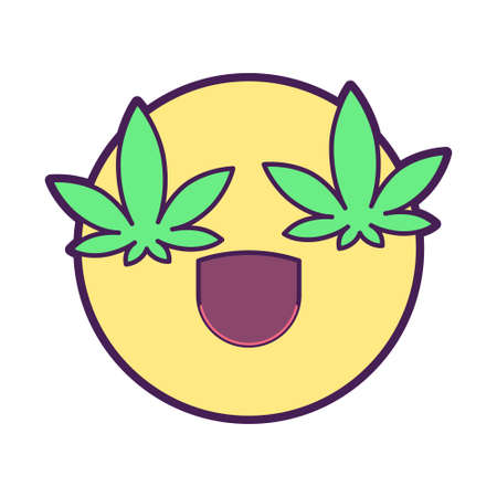 Happy emoji face with cannabisのイラスト素材