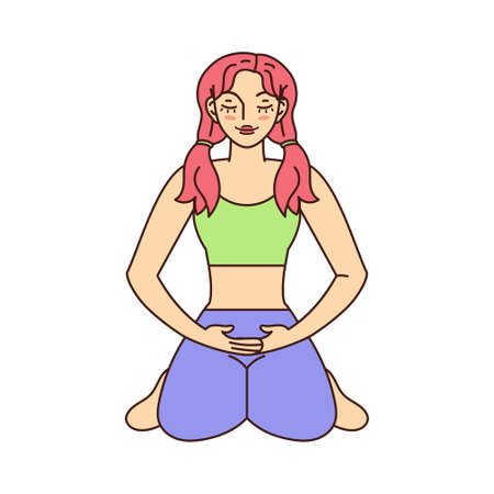 Isolated woman meditating Healthy lifestyle Vector illustrationのイラスト素材