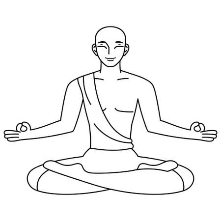 Isolated outline of man meditating Healthy lifestyle Vector illustrationのイラスト素材