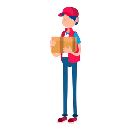 Isolated delivery boy with a package Vector illustrationのイラスト素材