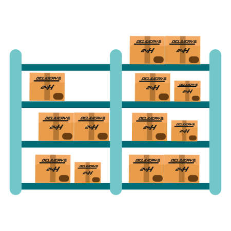 Group of delivery packages on a shelf Vector illustrationのイラスト素材