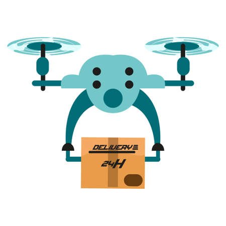 Isolated delivery drone with a package Vector illustrationのイラスト素材