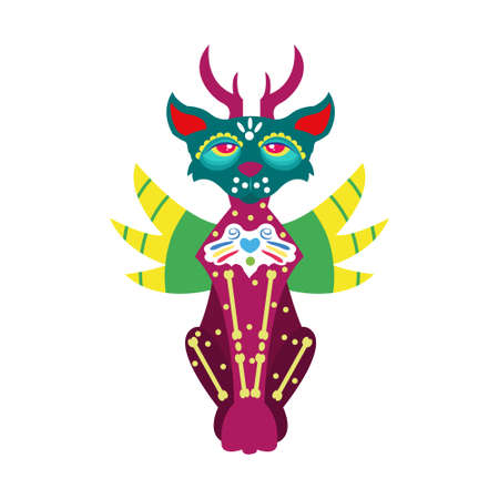 Isolated mexican cat alebrije character Vector illustrationのイラスト素材