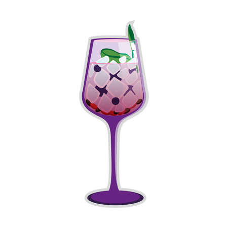 Isolated tropical cold cocktail with ice and leaves Vectorのイラスト素材