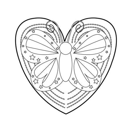 Isolated heart shape sketch with a butterfly Vectorのイラスト素材
