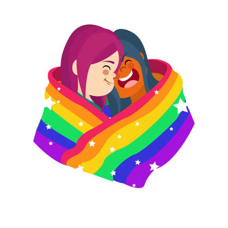 Happy homosexual couple with lgbt rainbow colors Vectorのイラスト素材