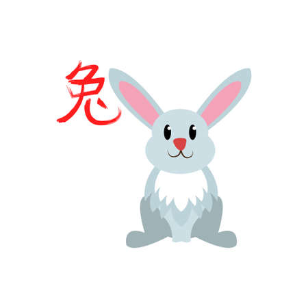 Isolated cute rabbit character chinese rabbit year zodiac sign Vectorのイラスト素材