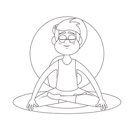 Isolated man meditating Yoga Healthy lifestyle Vector illustrationのイラスト素材