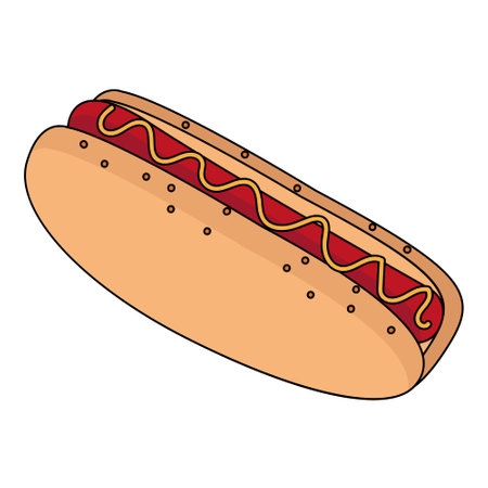 Isolated hot dog with sausage and sauce Vectorのイラスト素材