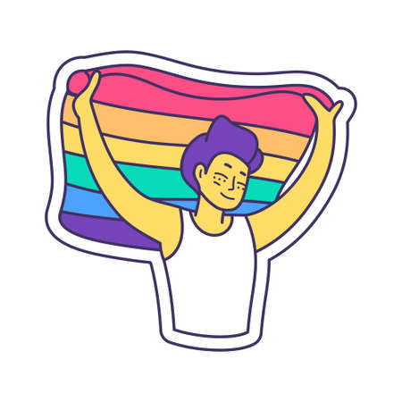 Isolated pride man holding a lgbt flag Vectorのイラスト素材
