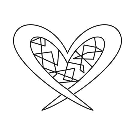 Isolated outline sketch of a heart shape Vectorのイラスト素材