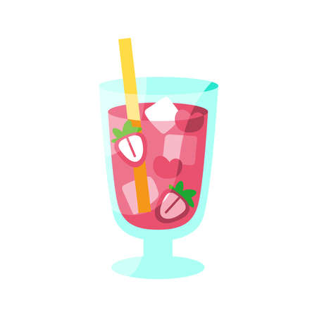 Isolated tropical cocktail icon with strawberries Vectorのイラスト素材