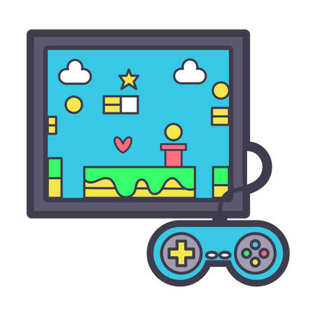 Isolated arcade with an incorporated joystick and screen Vector