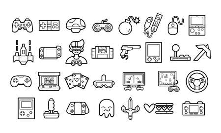 Set of joysticks and arcade icons Vectorのイラスト素材