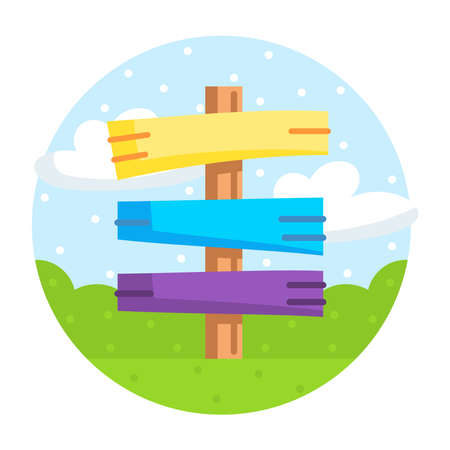 Isolated wooden signals on a road camping sticker Vectorのイラスト素材