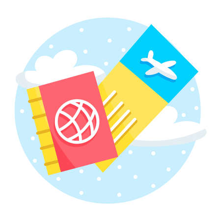 Isolated passport and airplane ticker travel sticker Vectorのイラスト素材