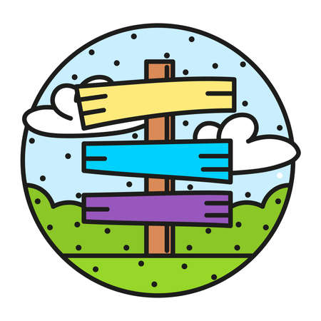 Isolated wooden signals on a road camping sticker Vectorのイラスト素材