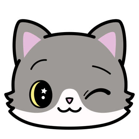 Isolated cute cat emoji winking Vector illustrationのイラスト素材