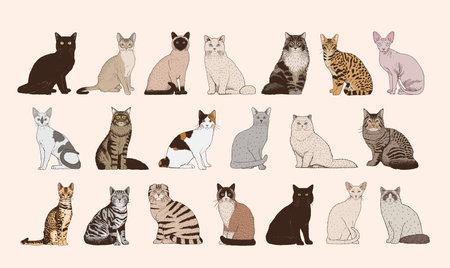 Set of realistic cats vector illustration designのイラスト素材