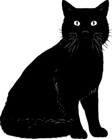 Isolated silhouette of a realistic cat Vectorのイラスト素材