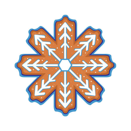 Isolated ginger snowflake cookie Christmas season Vector illustrationのイラスト素材