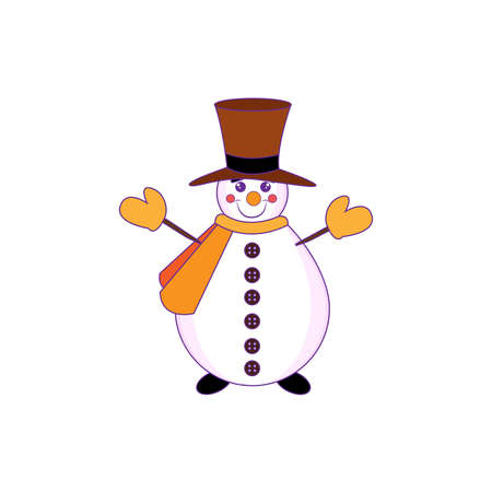Isolated snowman with hat and scarf Vector illustrationのイラスト素材