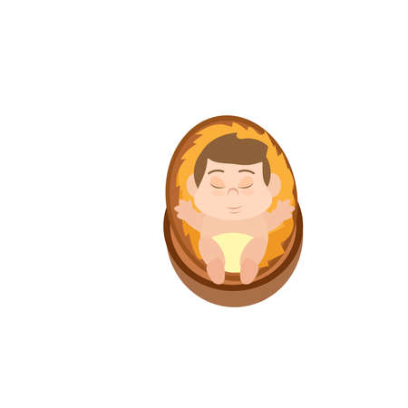 Baby Jesus on a straw Vector illustrationのイラスト素材