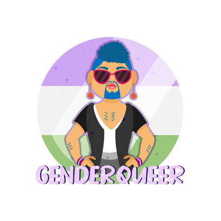 Isolated happy genderqueer person Vector illustration desingのイラスト素材
