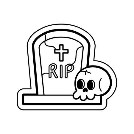 Isolated cute graveyard with skull halloween icon Vector illustrationのイラスト素材