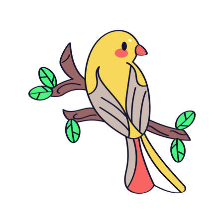 Isolated cute bird on a branch Vector illustrationのイラスト素材