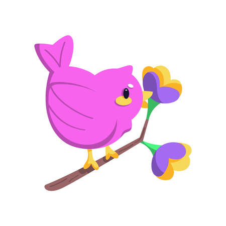 Isolated cute bird on a branch Vector illustrationのイラスト素材