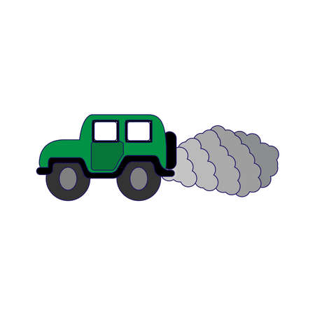 Isolated car icon with smoke Pollution concept Vector illustrationのイラスト素材