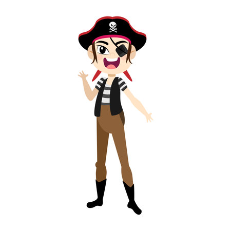 Isolated kid with a costume of pirate Vector illustrationのイラスト素材
