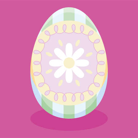 Isolated easter egg with floral decorations on pastel color Vector illustrationのイラスト素材