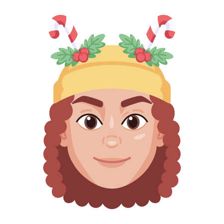 Isolated colored avatar of a woman with a christmas related hat Vector illustrationのイラスト素材