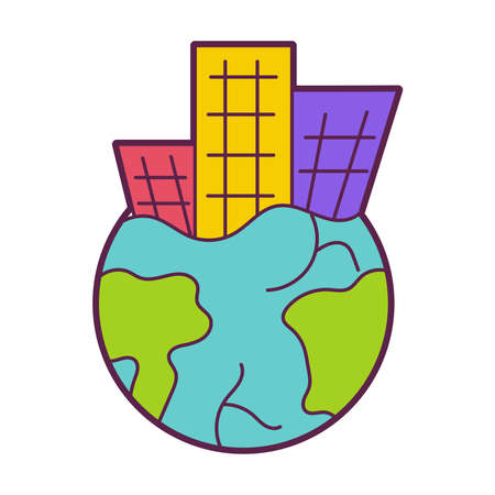 Isolated build world animated clean energy ecology vector illustrationのイラスト素材