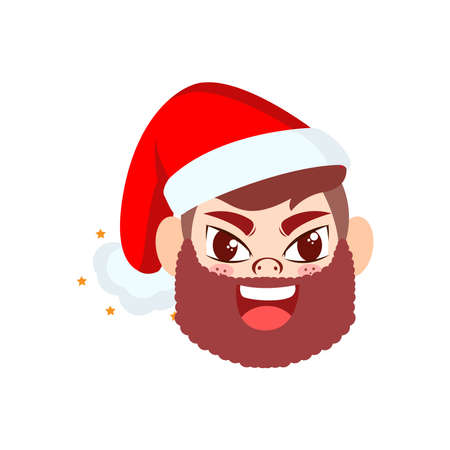 Isolated red old man christmas emoji cute face vector illustrationのイラスト素材